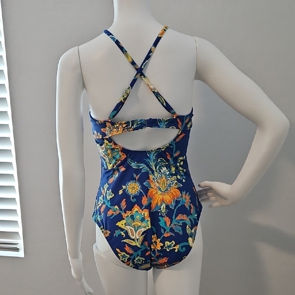 Floral Blue One-Piece Swimsuit - Picture 3 of 3